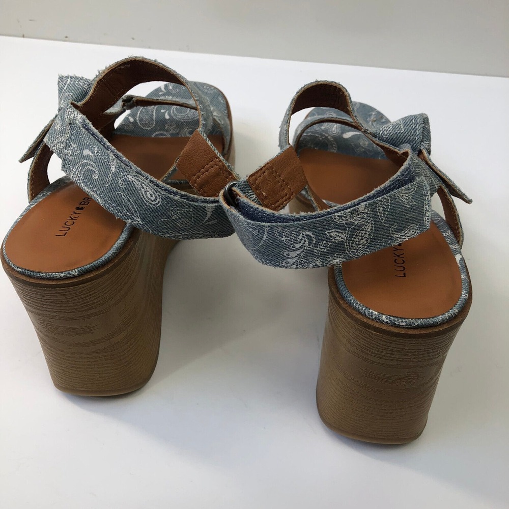 Lucky Brand Demmia Platform Wedge Sandal Acid Denim Blue Women's Size 8 - Picture 10 of 12